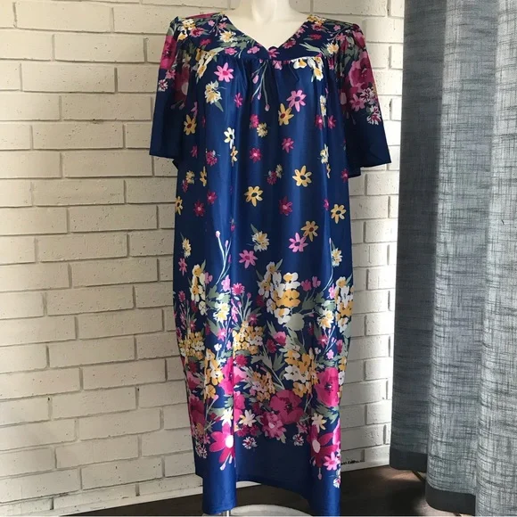 Anthony Richards Intimates Sleepwear Anthony Richards 4x Muumuu House Dress Loungewear Nightgown Blue Floral Poshmark